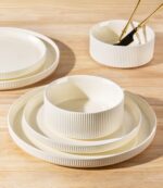 TheTerra Ceramic Dinnerware Sets for 4, 12 Pieces Porcelain Lightweight Plates and Bowls Sets, Scratch Resistant Dish Set, Oven & Microwave & Dishwasher Safe, Beige - Image 5