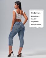 roswear Women's Capri Pants Mid Rise Skinny Ripped Stretchy Cropped Distressed Jeans - Image 7