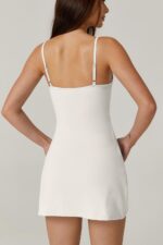 QINSEN Womens Spaghetti Strap Tennis Dress with Shorts Workout Side Slit Active Golf Dresses - Image 6