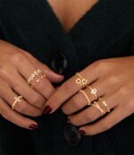 TOSMGY Gold Silver Rings For Women Non Tarnish Gold Plated Stackable Rings Wedding Engagement Bands Dainty 14K Gold Ring Simple Trendy Cubic Zirconia Thumb Stacking Ring Pack Size 4-11 - Image 3