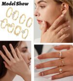 TOSMGY Gold Silver Rings For Women Non Tarnish Gold Plated Stackable Rings Wedding Engagement Bands Dainty 14K Gold Ring Simple Trendy Cubic Zirconia Thumb Stacking Ring Pack Size 4-11 - Image 5