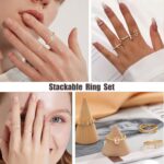TOSMGY Gold Silver Rings For Women Non Tarnish Gold Plated Stackable Rings Wedding Engagement Bands Dainty 14K Gold Ring Simple Trendy Cubic Zirconia Thumb Stacking Ring Pack Size 4-11 - Image 6