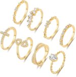 TOSMGY Gold Silver Rings For Women Non Tarnish Gold Plated Stackable Rings Wedding Engagement Bands Dainty 14K Gold Ring Simple Trendy Cubic Zirconia Thumb Stacking Ring Pack Size 4-11 - Image 7