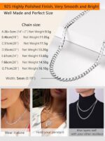 PROSTEEL 925 Sterling Silver Cuban Link Chain Necklace for Men, Dainty Figaro Chains, Solid & Shiny, 3mm/5mm, 14-28 inch, Come with Box - Image 4