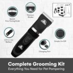 Pet Union Professional Dog Grooming Kit - Cordless Low Noise Dog Clippers for Grooming Thick Coats - All Pet Safe Cat Hair Trimmer - Pet Grooming Kit Includes Dog Hair Clippers, Nail Trimmer & Shears - Image 3