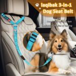 Removable Dog Seat Belt Harness for Car, 3 in 1 Pet Dog Car Seatbelt Leash, Retractable Restraint Secures to Vehicle Headrest & Adjustable Reflective Bungee Dog Seatbelt Tether, Blue and Black - Image 4