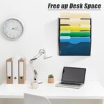 EASEPRES 5 Pocket Mesh Hanging Wall File Organizer, Wall Mounted Mail Paper Document Folder Holder, Clipboard Storage Organization Magazine Rack with Nametag Label for Office Home School, Black - Image 7