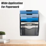 EASEPRES 5 Pocket Mesh Hanging Wall File Organizer, Wall Mounted Mail Paper Document Folder Holder, Clipboard Storage Organization Magazine Rack with Nametag Label for Office Home School, Black - Image 8