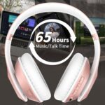 Wireless Bluetooth Headphones Over Ear 65H Playtime HiFi Stereo Headset with Microphone and 6EQ Modes Foldable Bluetooth V5.3 Headphones for Travel Smartphone Computer Laptop Rose Gold - Image 4