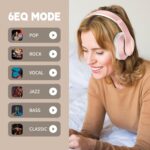 Wireless Bluetooth Headphones Over Ear 65H Playtime HiFi Stereo Headset with Microphone and 6EQ Modes Foldable Bluetooth V5.3 Headphones for Travel Smartphone Computer Laptop Rose Gold - Image 6