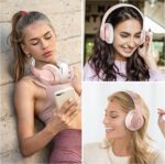 Wireless Bluetooth Headphones Over Ear 65H Playtime HiFi Stereo Headset with Microphone and 6EQ Modes Foldable Bluetooth V5.3 Headphones for Travel Smartphone Computer Laptop Rose Gold - Image 8