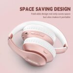 Wireless Bluetooth Headphones Over Ear 65H Playtime HiFi Stereo Headset with Microphone and 6EQ Modes Foldable Bluetooth V5.3 Headphones for Travel Smartphone Computer Laptop Rose Gold - Image 9