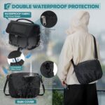 RAINSMORE Camera Bag, DSLR/SLR/Mirrorless Camera Case with Tripod Holder Waterproof Camera Sling Bag Crossbody Camera Bags for Photographers with Rain Cover for Canon/Nikon/Sony/Fuji, Black - Image 6