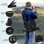 RAINSMORE Camera Bag, DSLR/SLR/Mirrorless Camera Case with Tripod Holder Waterproof Camera Sling Bag Crossbody Camera Bags for Photographers with Rain Cover for Canon/Nikon/Sony/Fuji, Black - Image 7