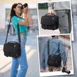 RAINSMORE Camera Bag, DSLR/SLR/Mirrorless Camera Case with Tripod Holder Waterproof Camera Sling Bag Crossbody Camera Bags for Photographers with Rain Cover for Canon/Nikon/Sony/Fuji, Black - Image 8