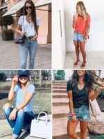 Elesomo Womens T Shirts V Neck Summer Short/Long Sleeve Cotton Tops Tees - Image 6