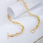 14K Gold Plated Necklace for Women Sweatproof, Non Tarnish Chunky Layered Chain Necklaces Thick Gold Layering Herringbone Paperclip Necklace Stacks Toggle Necklaces for Women Men - Image 6