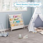 Tatub 4 Tier Kids Bookshelf for Kids Rooms, Metal Children Book Rack Montessori Bookshelf, Toddler Sling Bookrack Display for Nursery, White - Image 3