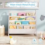 Tatub 4 Tier Kids Bookshelf for Kids Rooms, Metal Children Book Rack Montessori Bookshelf, Toddler Sling Bookrack Display for Nursery, White - Image 5