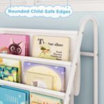 Tatub 4 Tier Kids Bookshelf for Kids Rooms, Metal Children Book Rack Montessori Bookshelf, Toddler Sling Bookrack Display for Nursery, White - Image 6