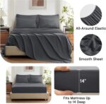 SunStyle Home Full/Queen Comforter Sets 7 Pieces, Seersucker Bed in a Bag Lightweight Bedding Sets, All Season Comforters with Flat Sheet, Fitted Sheet, Pillowcase and Pillow Sham, Dark Grey - Image 6