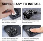 for iPhone 16 Pro/iPhone 16 Pro Max Camera Lens Protector, [Military Grade Shatterproof] [Strong Adsorption] Metal Aluminum Alloy Tempered Glass Screen Protector(Black Titanium) - Image 9