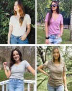 MEROKEETY Women's Summer Short Sleeve V Neck T Shirts Casual Ribbed Button Henley Knit Tops Blouse - Image 6