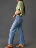 Cicy Bell Womens High Waisted Cropped Jeans Trendy Stretchy Baggy Straight Leg Raw Hem Capri Denim Pants - Image 6