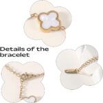 double sided 18K Gold Plated Clover Bracelet for Women, Dupe Four Leaf Flower Lucky Chain Bangle, Cute Jewelry Gift for Her Mom Wife Daughter Birthday - Image 5