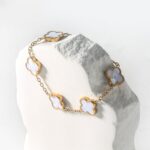 double sided 18K Gold Plated Clover Bracelet for Women, Dupe Four Leaf Flower Lucky Chain Bangle, Cute Jewelry Gift for Her Mom Wife Daughter Birthday - Image 6