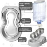 HWONMTE Portable Automatic Cat Feeder and Water Dispenser with Stainless Steel Bowl Dog Gravity Food Feeder and Waterer for Small Medium Pets Puppy Kitten 1 Gallon x 2 (Silver Gray) - Image 5