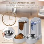 HWONMTE Portable Automatic Cat Feeder and Water Dispenser with Stainless Steel Bowl Dog Gravity Food Feeder and Waterer for Small Medium Pets Puppy Kitten 1 Gallon x 2 (Silver Gray) - Image 6
