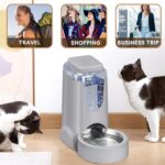 HWONMTE Portable Automatic Cat Feeder and Water Dispenser with Stainless Steel Bowl Dog Gravity Food Feeder and Waterer for Small Medium Pets Puppy Kitten 1 Gallon x 2 (Silver Gray) - Image 7