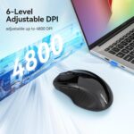 TECKNET Rechargeable Jiggler Wireless Mouse (BT5.0/3.0 & 2.4G) 4800 DPI Silent USB A & Bluetooth Mouse 6 Buttons, Wide Compatibility - Black - Image 7