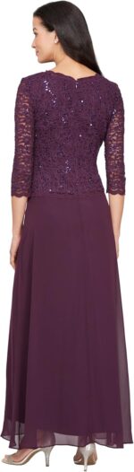 Alex Evenings Women's 3/4 Sleeve Stretch Lace Bodice One Piece Mother of The Bride Dress (Petite and Regular Sizes) - Image 4