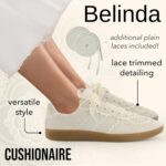 CUSHIONAIRE Belinda Women’s Lace Detail Casual Sneakers – Elegant Ribbon Lace-Up Shoes with Memory Foam - Image 3