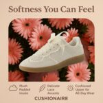 CUSHIONAIRE Belinda Women’s Lace Detail Casual Sneakers – Elegant Ribbon Lace-Up Shoes with Memory Foam - Image 4