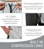 SILKWORLD 2-3 Pack Men's 2 in 1 Running Shorts Quick Dry Athletic Grym Workout Compression Shorts with Zipper Pockets - Image 6