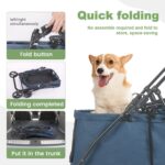 20% Larger Capacity Dog Stroller, Wedyvko Pet Strolling for Medium Dogs w/Dog Poop Bags & Dispenser, Storage Pouch, Zipperless, Entry in/Out Easy, Cat Stroller Universal (Navy Bule) - Image 6
