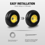 (2-Pack) BIG RED 10'' Solid Rubber Tires and Wheels, 4.10/3.50-4" Flat Free Tubeless with 5/8" Axle Bore Hole Bearings, 2.17"Offset Hub, For Truck,Wheelbarrow, Utility Cart, Dolly, Garden - Image 6