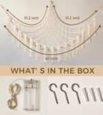 Stuffed Animal Storage Hammock Corner X-Large with LED Light - Baby Hammock Hanging Holder Plushies Net for Stuff Animals Organizer - Cute Room Decor Aesthetic Kids Toddler Nursery Bedroom Boho - Image 6