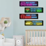 4 Pcs Printed Neon Gaming Posters, Teen Boys Room Decorations, gamer wall art Decor for bedroom Wooden - Image 4