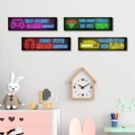 4 Pcs Printed Neon Gaming Posters, Teen Boys Room Decorations, gamer wall art Decor for bedroom Wooden - Image 5