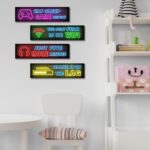 4 Pcs Printed Neon Gaming Posters, Teen Boys Room Decorations, gamer wall art Decor for bedroom Wooden - Image 6