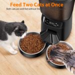 Automatic Cat Feeders for Two Cats, 5L/20 Cups Double Automatic Cat Food Dispenser with 2 Stainless Bowls, Timer Setting 20 Portions 6 Meals Per Day, 10s Meal Call, Pet Feeder for Dog (Black) - Image 4