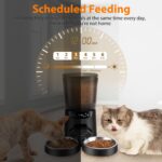 Automatic Cat Feeders for Two Cats, 5L/20 Cups Double Automatic Cat Food Dispenser with 2 Stainless Bowls, Timer Setting 20 Portions 6 Meals Per Day, 10s Meal Call, Pet Feeder for Dog (Black) - Image 5