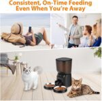 Automatic Cat Feeders for Two Cats, 5L/20 Cups Double Automatic Cat Food Dispenser with 2 Stainless Bowls, Timer Setting 20 Portions 6 Meals Per Day, 10s Meal Call, Pet Feeder for Dog (Black) - Image 9