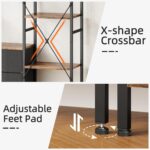 Triple Bookshelf with 3 Fabric Drawers, 4-Tier Book Shelf and 10 Display Shelves, Industrial Large Bookcase for Home & Office, Rustic Brown, 47'' Wide - Image 7