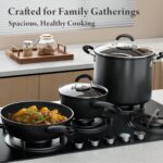 18 Pcs Pots and Pans Set Non Stick with 12-Quart Stock Pot, Nonstick Kitchen Cookware Sets with Utensils, Large Capacity Ceramic Cookware Set, PTFE/PFAS/PFOA Free, Black - Image 4