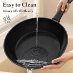 18 Pcs Pots and Pans Set Non Stick with 12-Quart Stock Pot, Nonstick Kitchen Cookware Sets with Utensils, Large Capacity Ceramic Cookware Set, PTFE/PFAS/PFOA Free, Black - Image 7